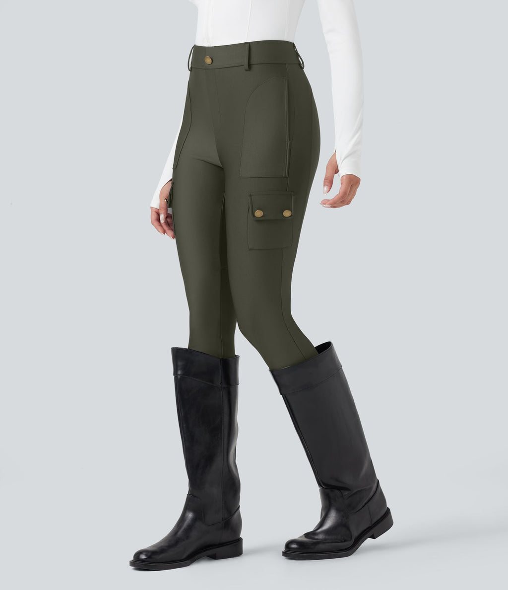 Legging 7/8 brillant taille haute avec poches