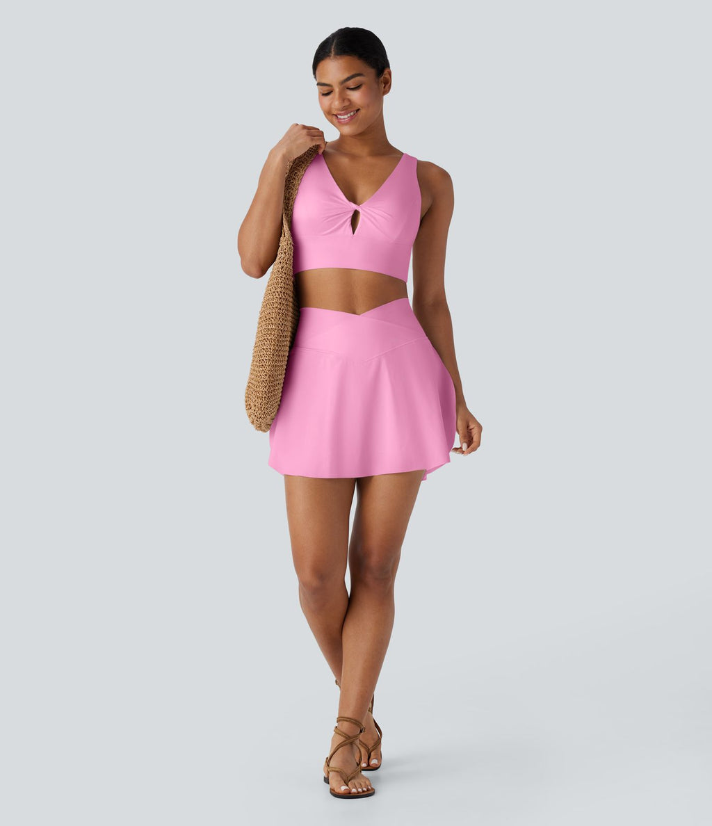 Jupe-short 2-en-1 mini de vacances taille haute croisée à séchage rapide avec poches latérales effet frais InstantCool