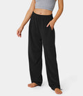 Sweatpants en Coton à Jambes Évasées avec Taille Élastique Intérieure Cordon de Serrage et Poche Latérale