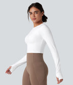 Haut de sport yoga SoftlyZero™ Airy push-up mesh contrastant effet frais InstantCool manches longues avec passe-pouces, protection solaire UPF50+