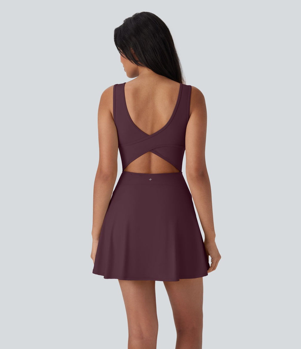 Robe SoftlyZero™ Airy de danse mini 2-en-1 dos nu, col U, bretelles croisées, poches latérales et effet frais InstantCool, accès facile Easy Peasy