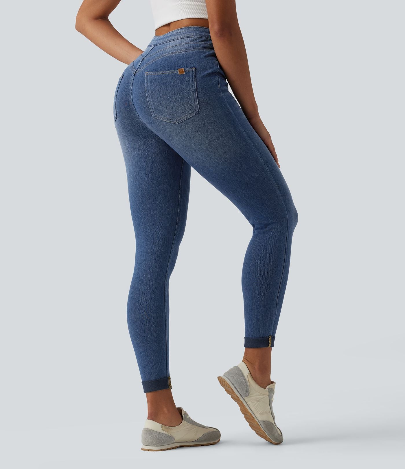 Legging 7/8 casual denim Halara Flex™ gainant taille haute avec poches