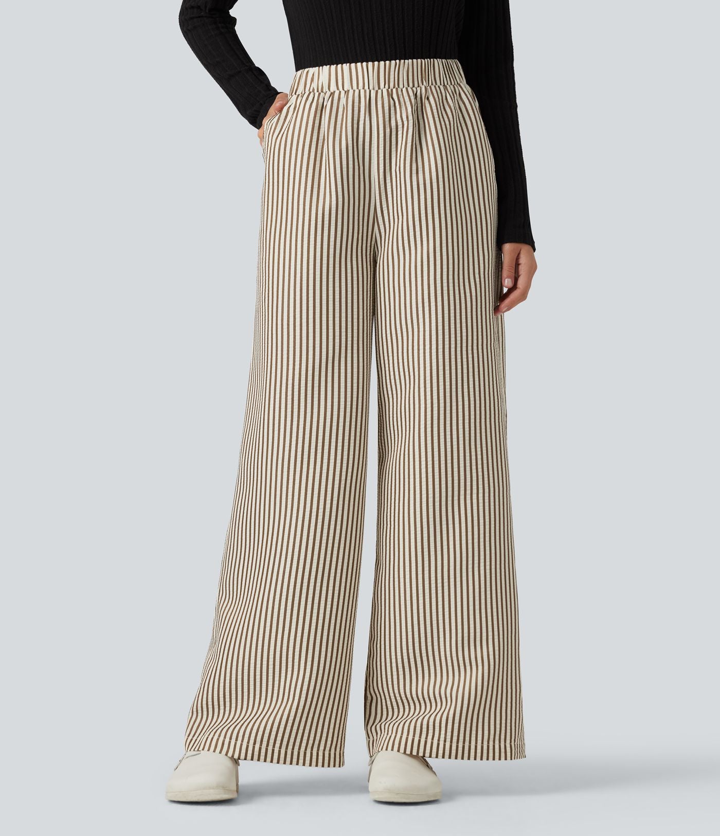 Pantalon d'intérieur ample taille haute à rayures avec poches