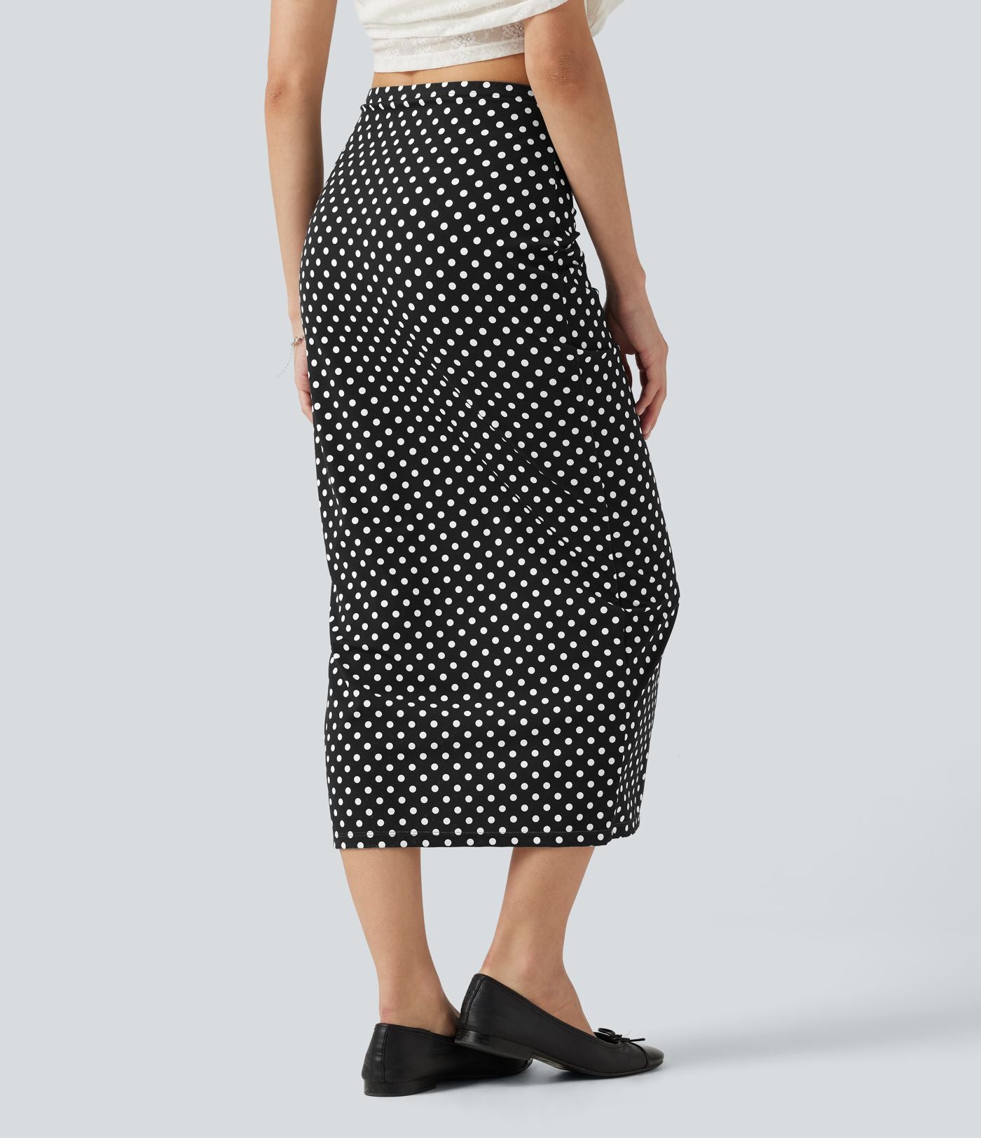 Jupe mi-longue moulante casual Halara UltraSculpt™ imprimé à carreaux taille haute avec cordon de serrage