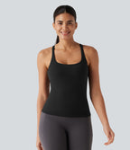 Débardeur de running croisé dos nu, brassière intégrée — version longue — bonnets A à D