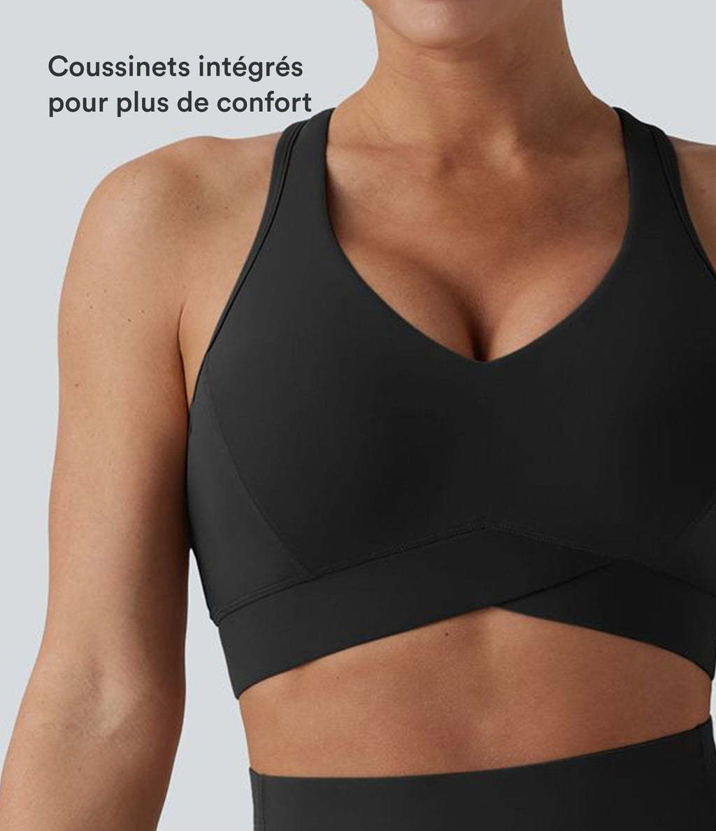 Brassière de sport running Halara UltraSculpt™ maintien léger col V dos nageur bonnets E-G