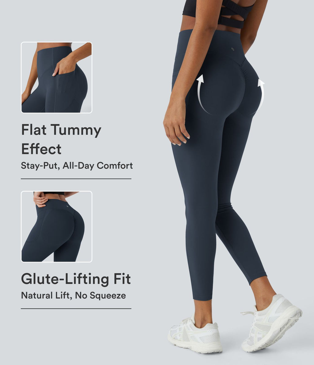 Legging d'entraînement gainant galbant taille haute avec effet scrunch et poches Halara UltraSculpt™