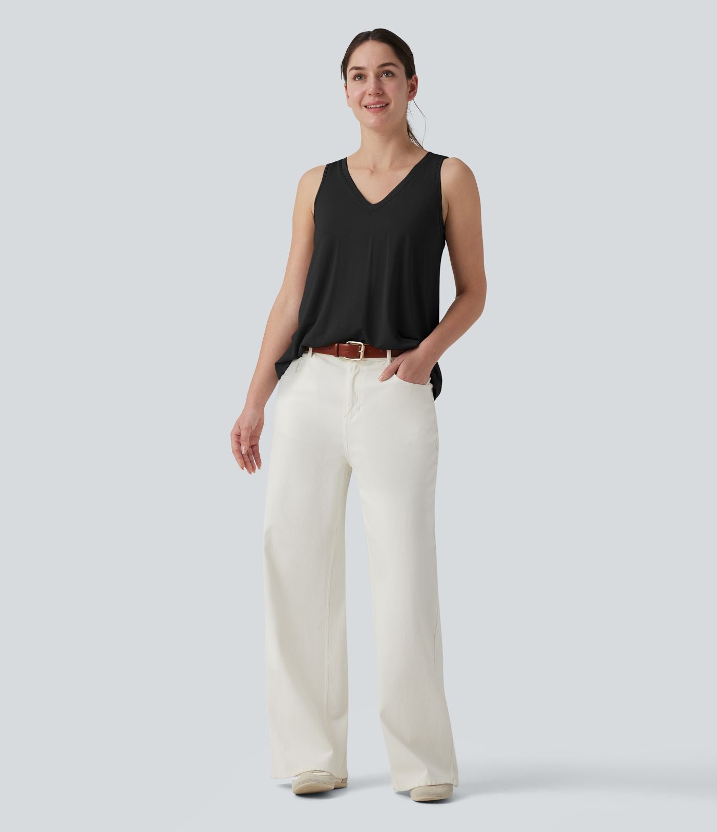 Débardeur casual ample col V avec brassière intégrée