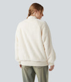 Veste bomber sherpa zippée à manches longues avec poches