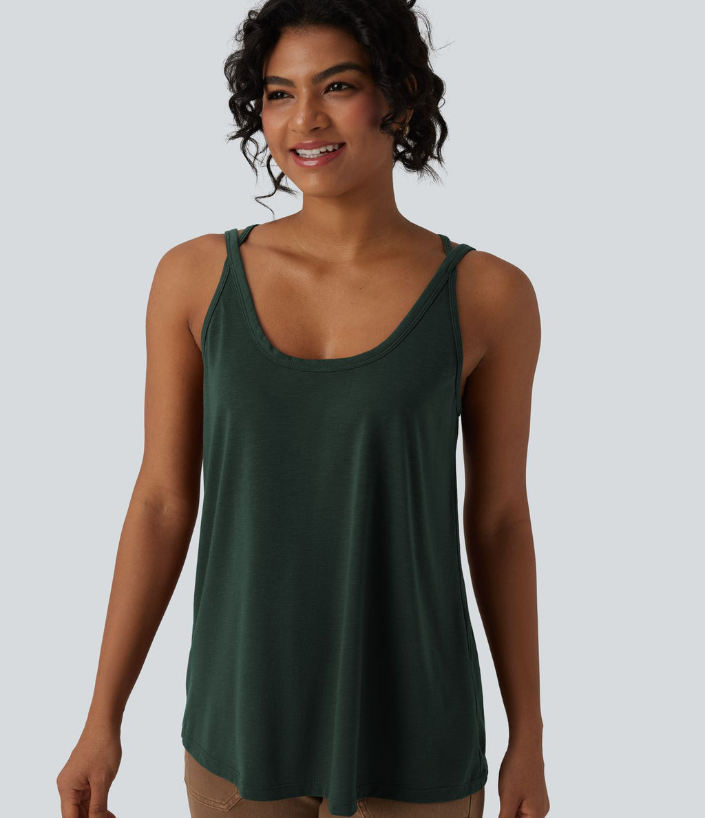 Débardeur casual col U coupe ample