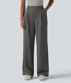 Pantalon à carreaux Halara Flex™ pour le bureau, taille haute, coupe droite avec poches