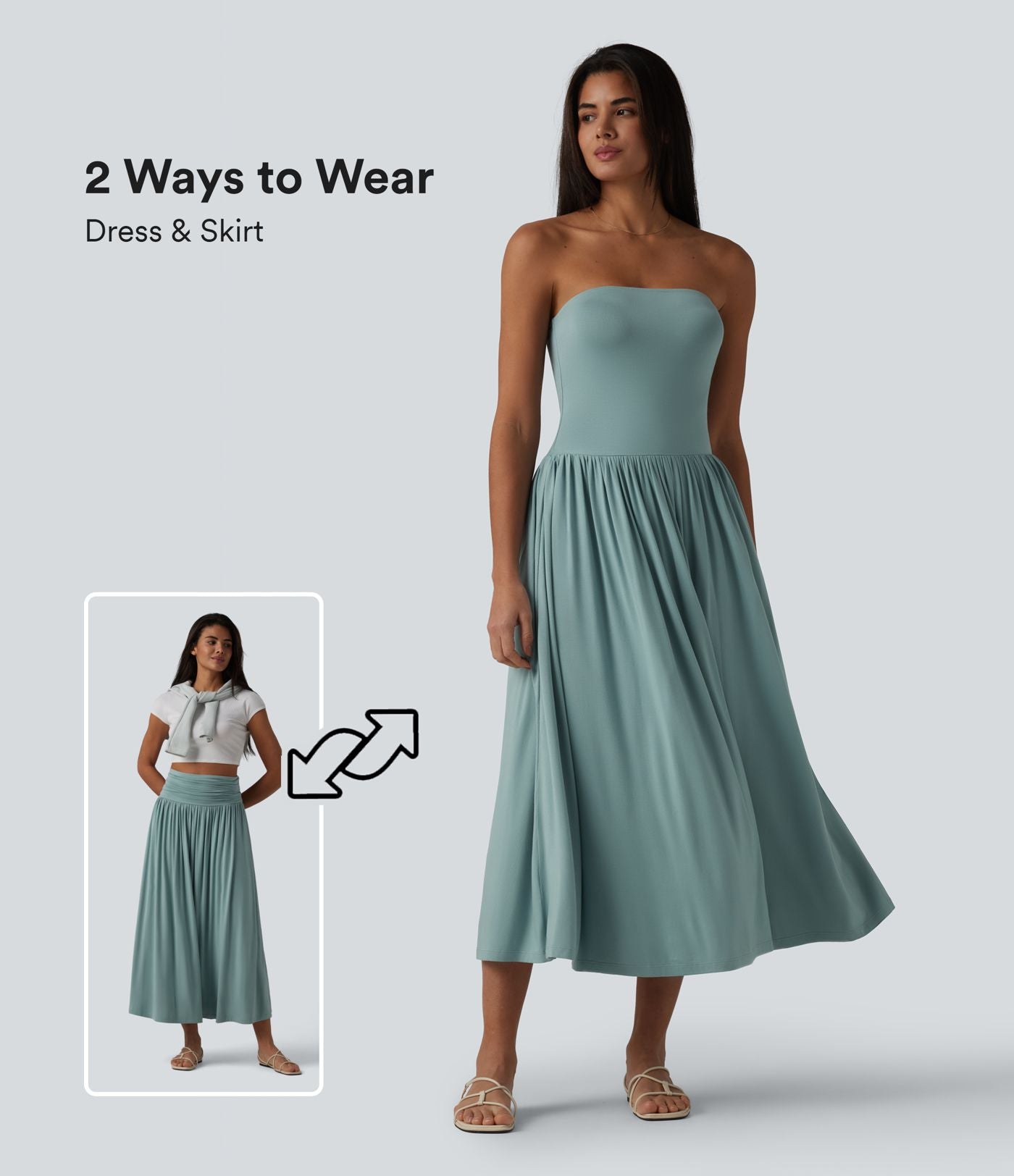 Robe midi casual bustier fluide avec détail froncé