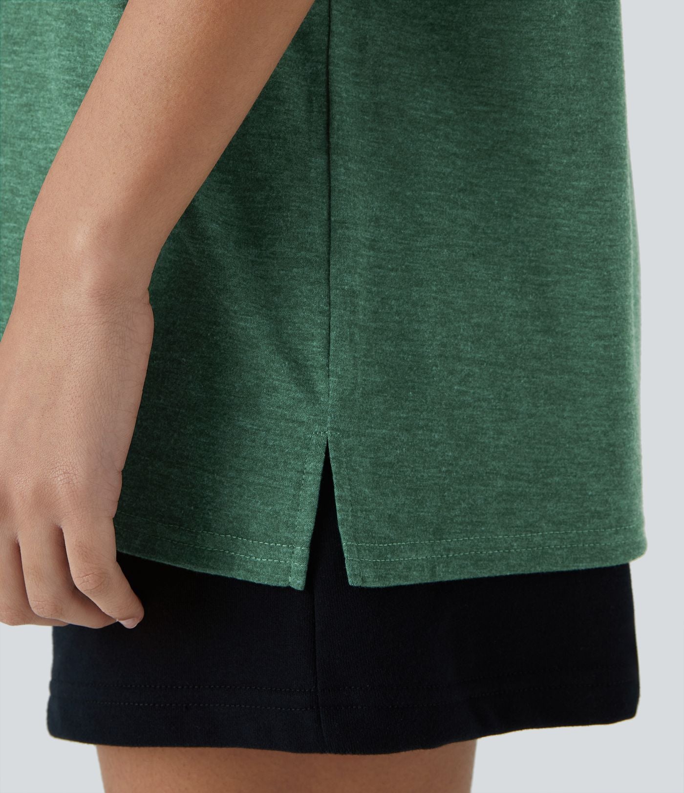 T-shirt Casual Relax à Col Rond Poche Poitrine Ourlet Fendu