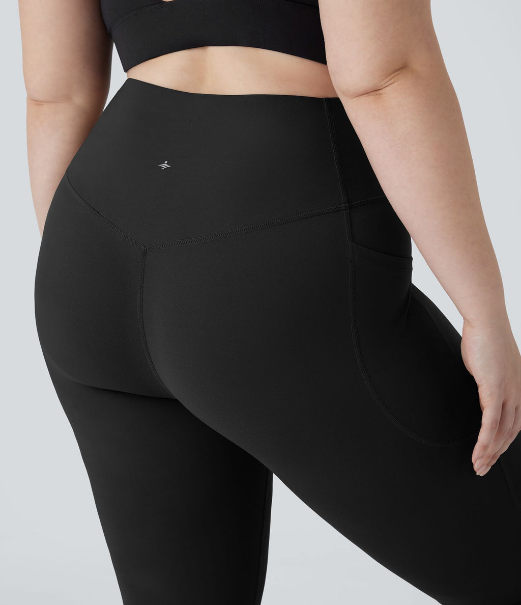 Pantalon de yoga à coupe bootcut gainant taille haute grande taille avec poches Halara UltraSculpt™