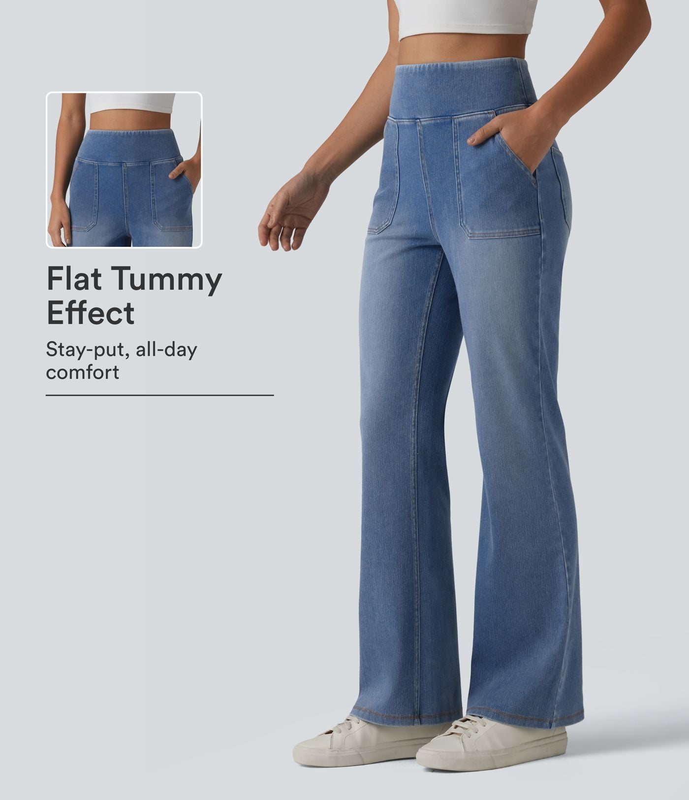 Halara Flex™ Jean bootcut casual taille haute ventre plat avec poches