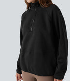 Sweat-shirt polaire de randonnée chiné col montant demi-zip