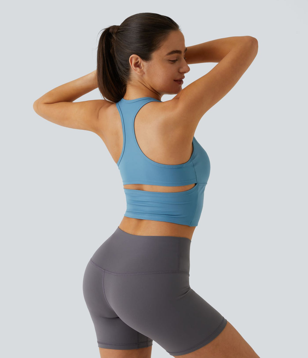 Softlyzero™ Plush Plus Débardeur Yoga Crop à Col U Plongeant Dos Nu Dos Nageur Découpé - UPF50+