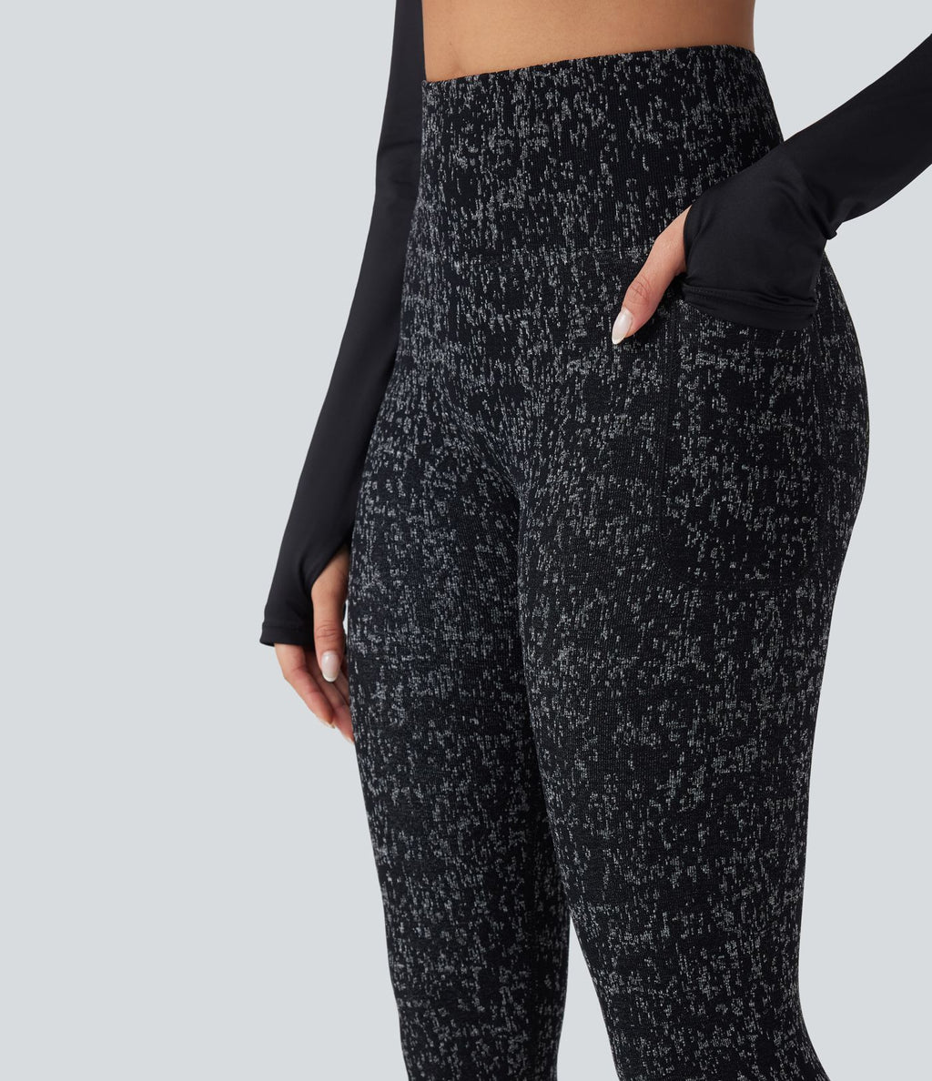 Legging yoga 7/8 taille haute moucheté sans couture OneForm Seamless Flow avec poches
