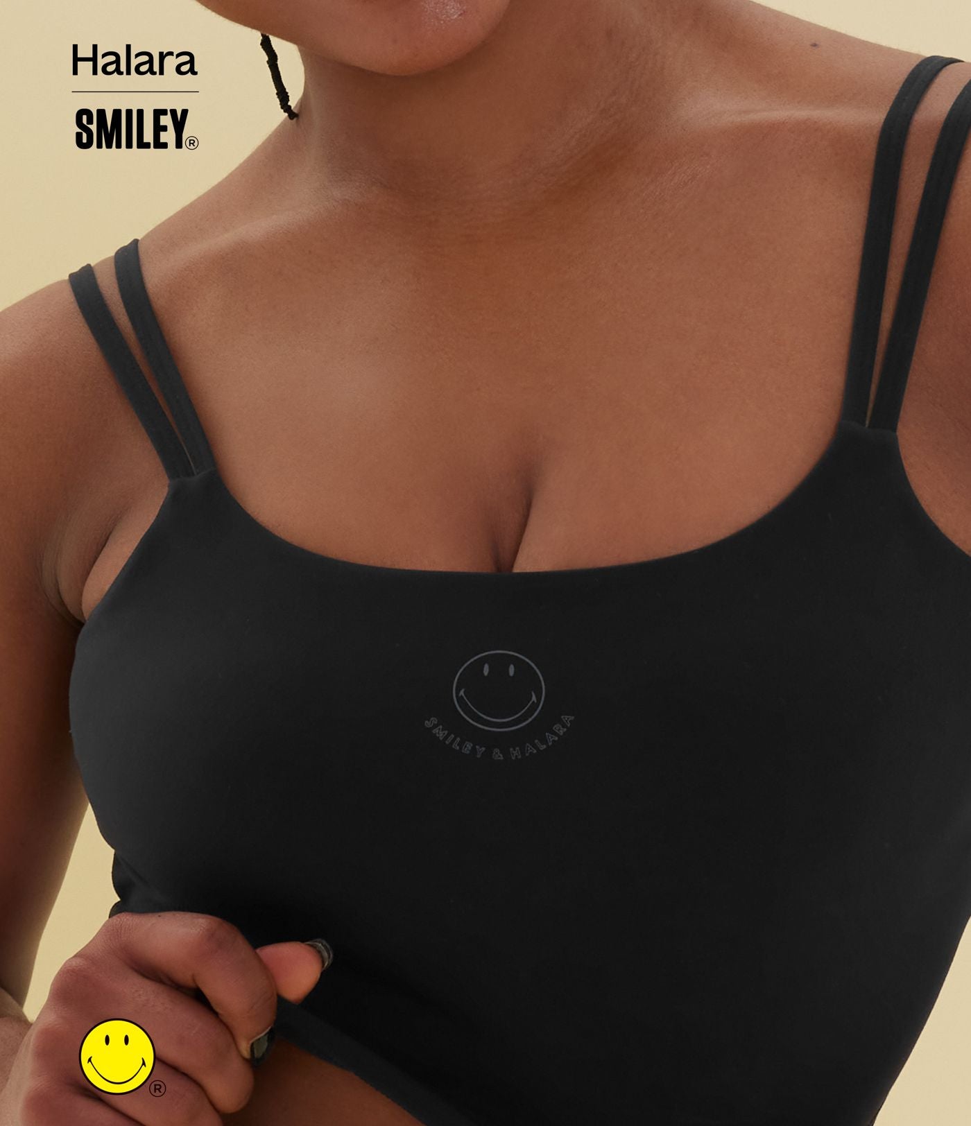 Débardeur de yoga cropped Halara X Smiley® Halara UltraSculpt™ à doubles bretelles dos torsadé ouvert