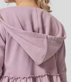 Veste En Coton Casual à Plusieurs Niveaux Avec Poche Latérale Et Cordon De Serrage à Capuche Et Garniture En Laitue