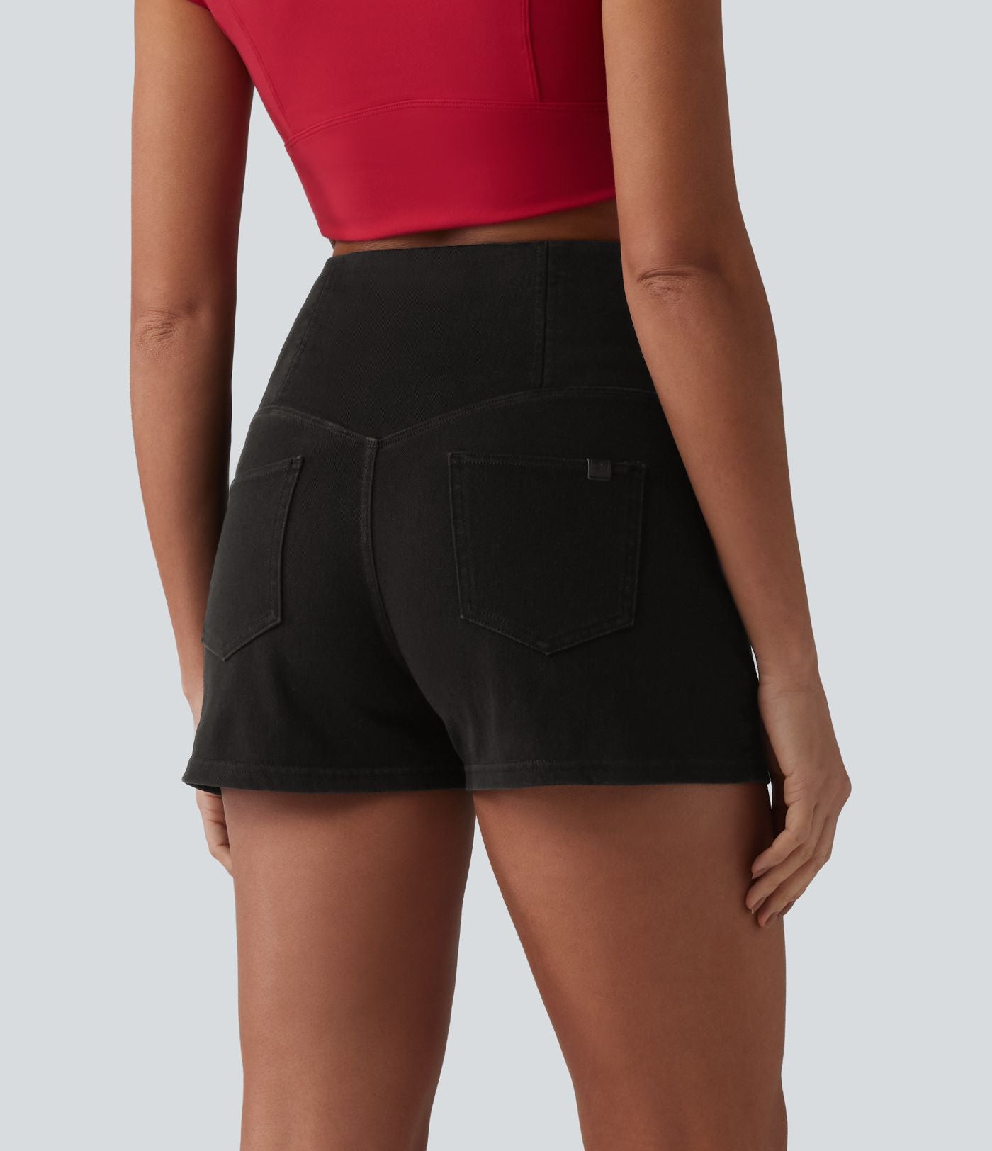 Short 7,5 cm décontracté gainant taille haute effet denim avec poches Halara Flex™