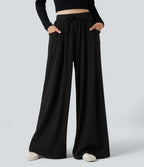 Pantalon baggy côtelé taille ajustable avec cordon de serrage et poches