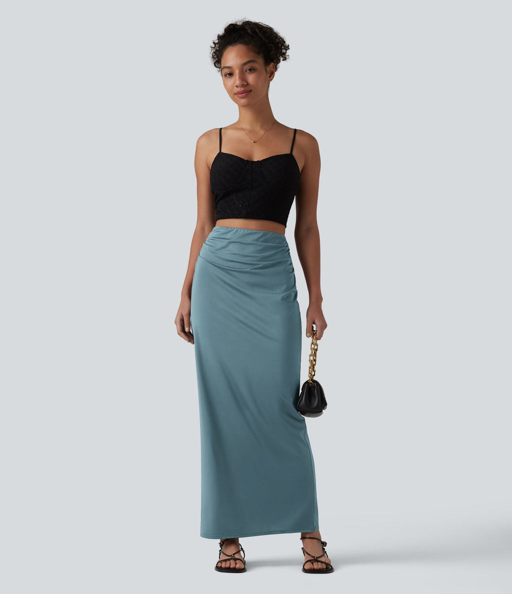 Jupe crayon longue taille haute effet frais InstantCool avec fronces