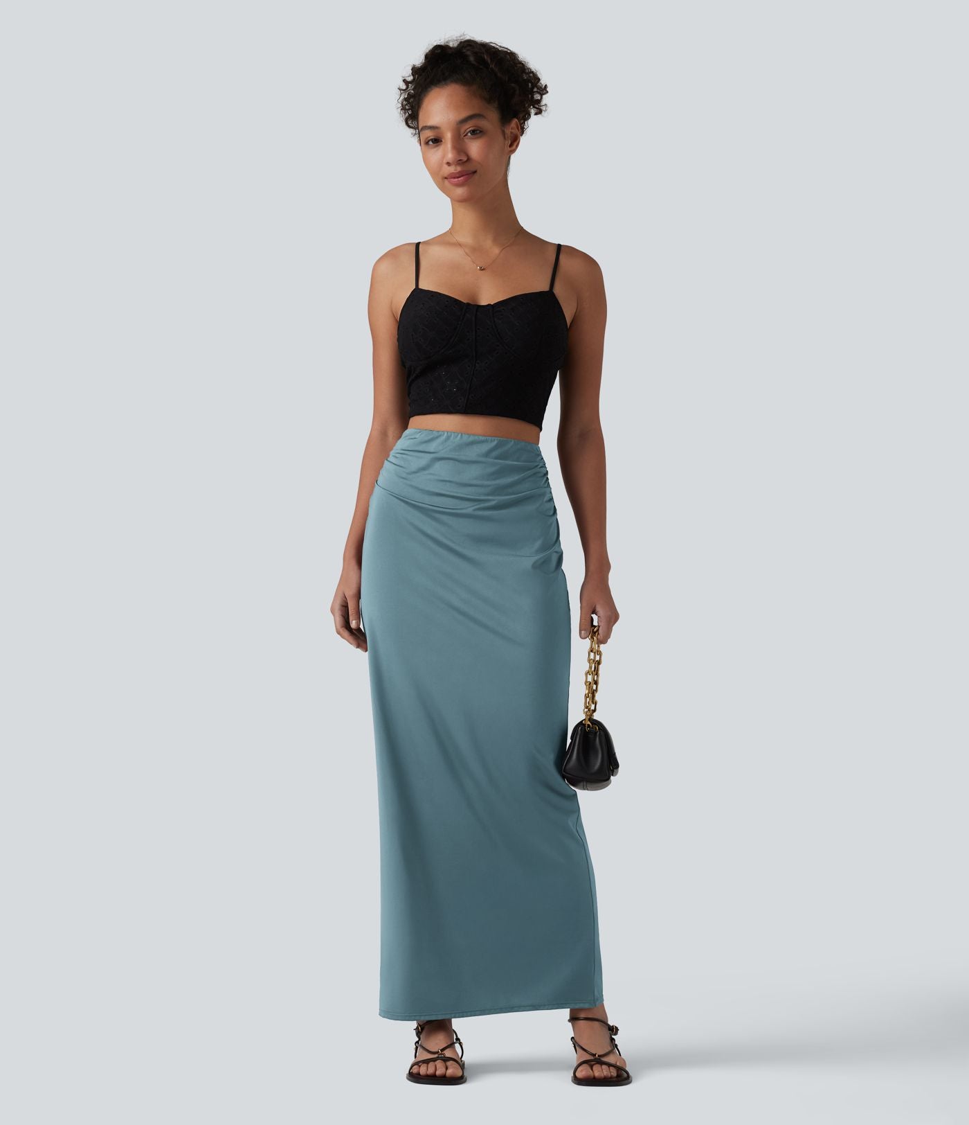 Jupe crayon longue taille haute effet frais InstantCool avec fronces