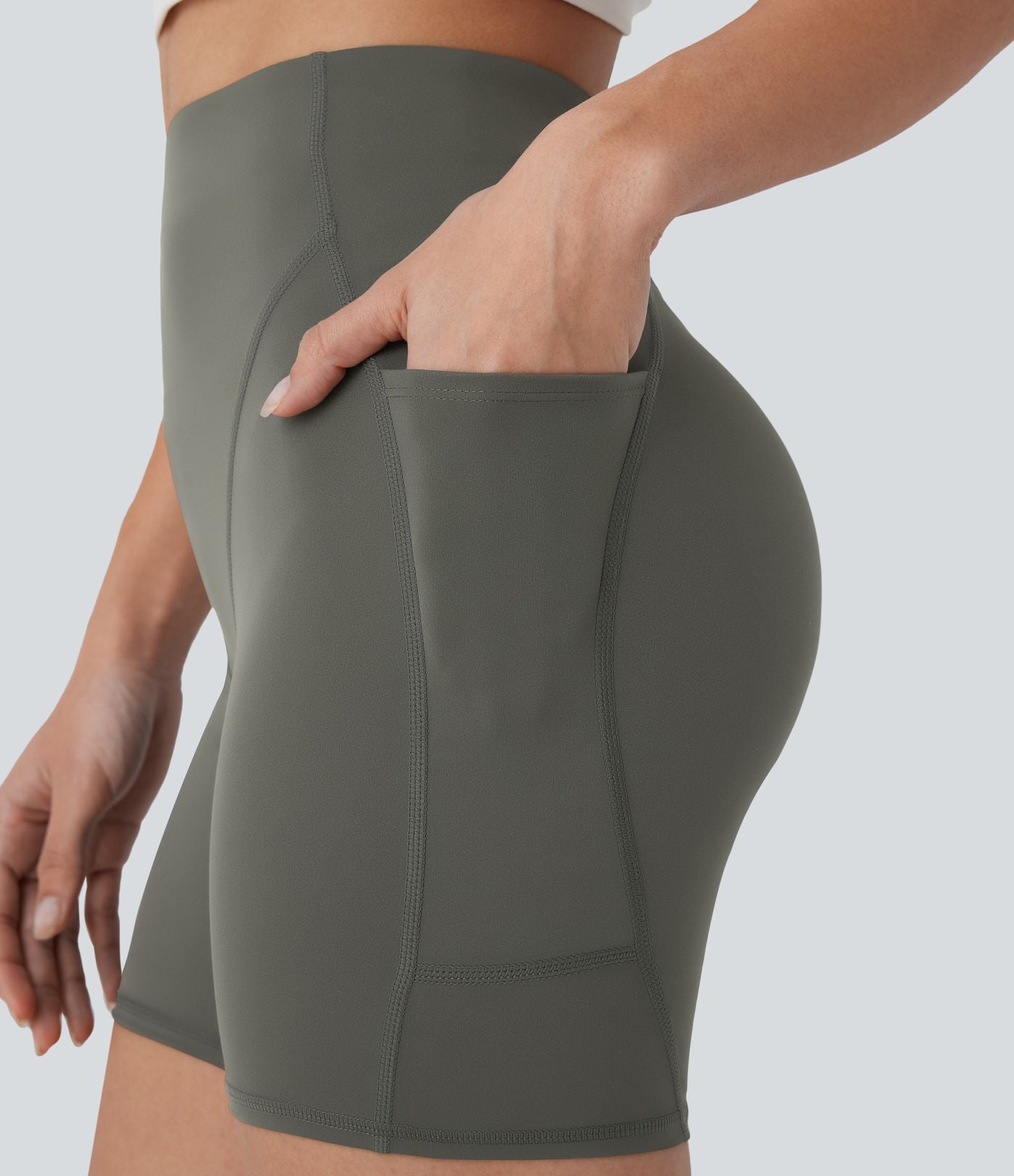 Short cycliste d'entraînement taille haute avec poches latérales 12,5 cm