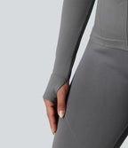 Veste de yoga Seamless Flow à fermeture éclair, manches longues et trous pour les pouces