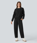 Pantalon décontracté SpacerTek™ taille haute, coupe relax large 7/8, avec poches