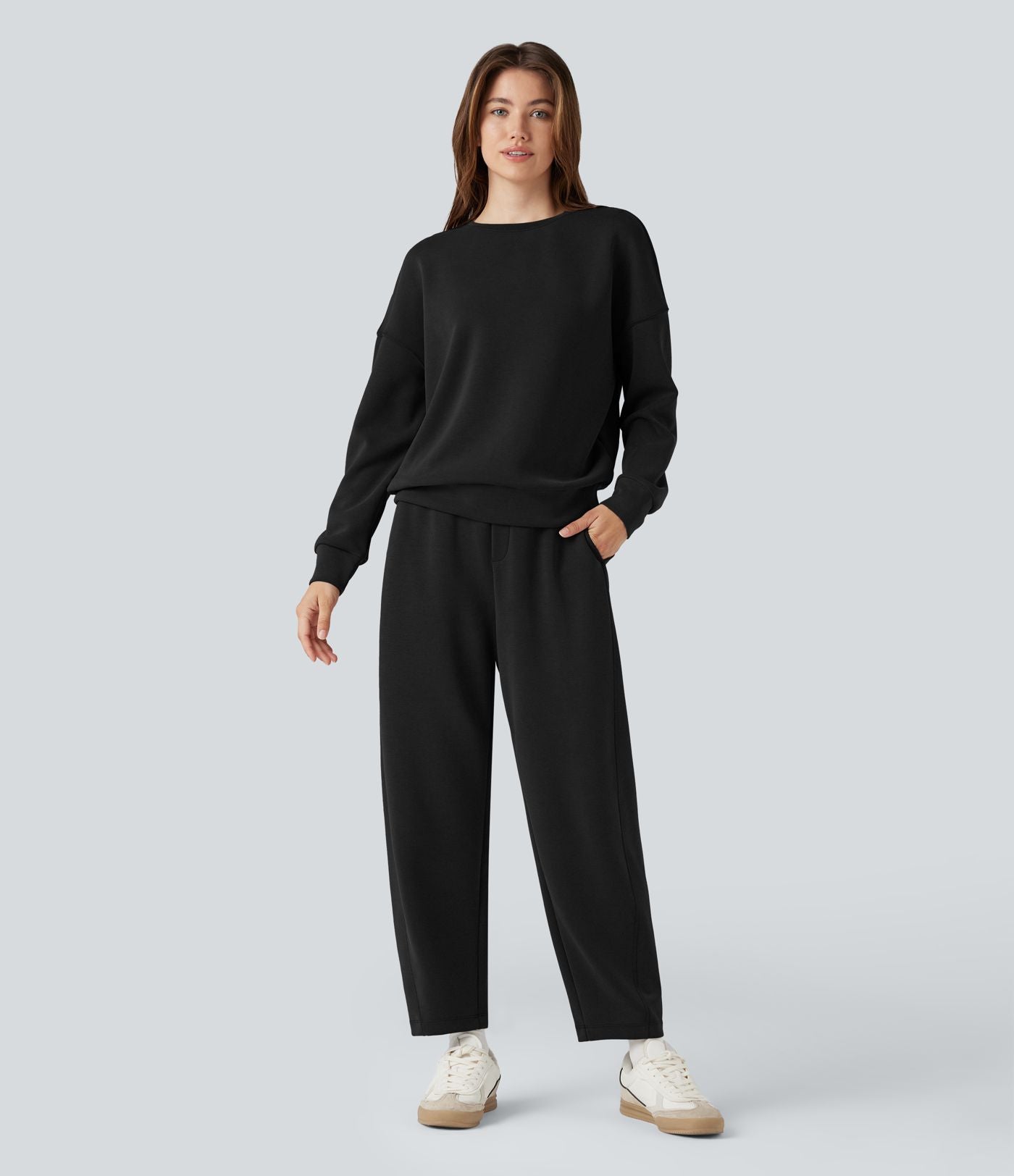 Pantalon décontracté SpacerTek™ taille haute, coupe relax large 7/8, avec poches
