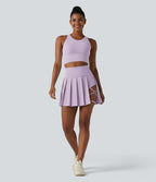 Jupe de danse courte plissée 2-en-1 Breezeful™ taille haute séchage rapide avec ourlet asymétrique et poches – Version longue
