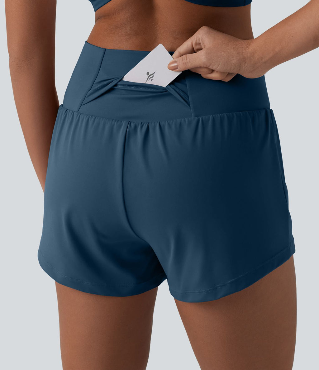 Short de yoga 2-en-1 SoftlyZero™ Airy croisé taille haute 7,5 cm effet frais InstantCool avec poches