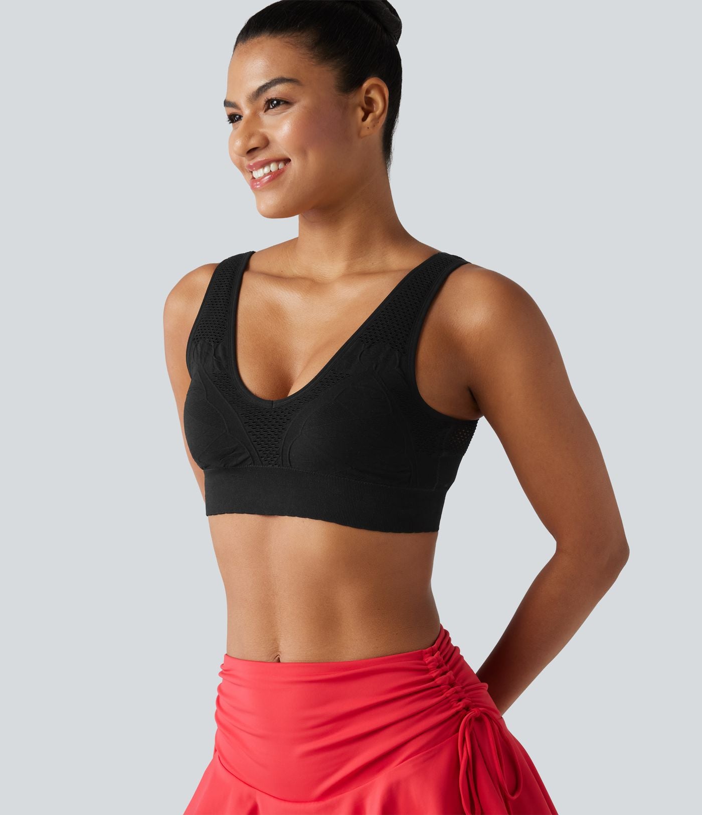 Brassière de sport OneForm Seamless Flow sans couture à col V, maintien léger, pour le yoga
