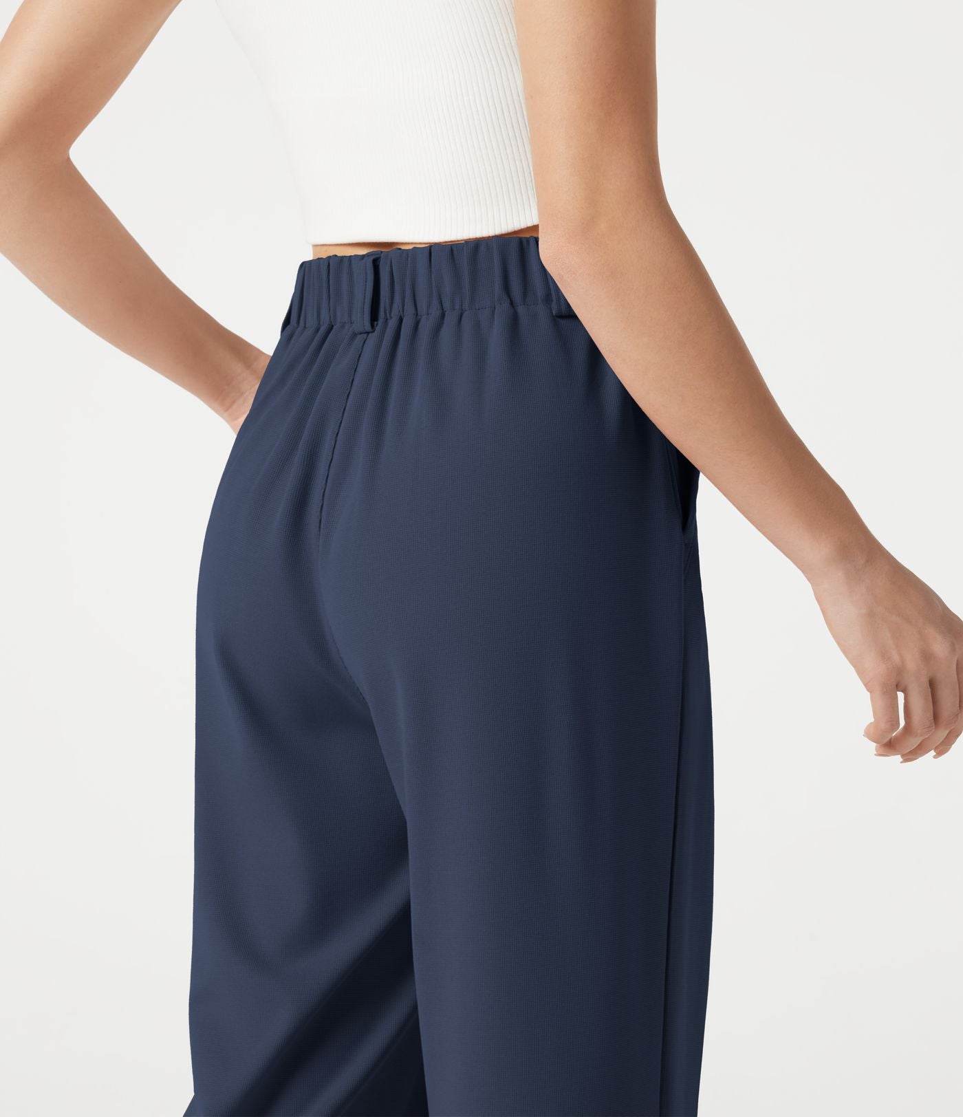 Pantalon tailleur cropped Halara Flex™ taille haute jambes larges en gaufré avec poches