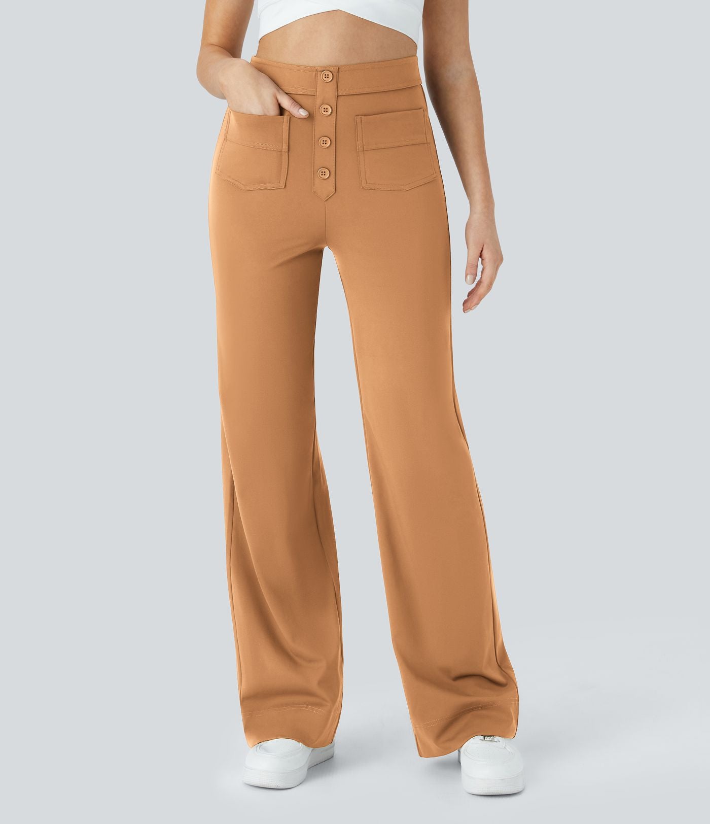Pantalon taille haute coupe droite DayStretch avec poches