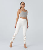 Softlyzero™ Legging Taille Haute Empiècement en Maille Contrastante Lacets Croisés Longueur 7/8