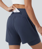 Short de yoga SoftlyZero™ Airy 2-en-1 taille ultra-haute effet frais InstantCool 17,5 cm avec poches