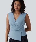 Blouse tailleur col V sans manches
