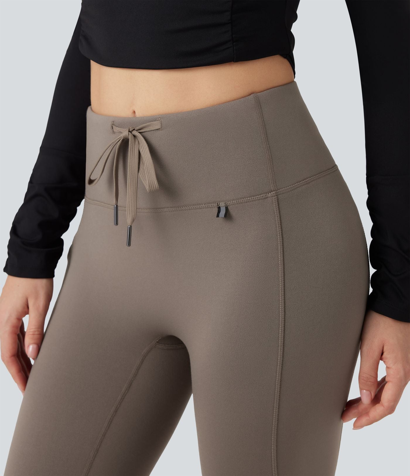 Legging de randonnée 7/8 en molleton taille haute avec cordon et poche