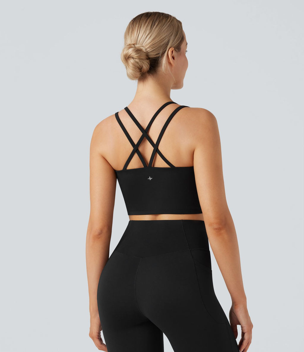 Soutien-gorge de sport yoga SoftlyZero™ Plush soutien souple double bretelles bonnets E-G