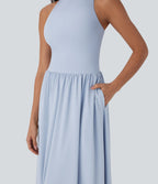 Robe longue décontractée Breezeful™ avec dos nu, bretelles croisées, séchage rapide et poches latérales
