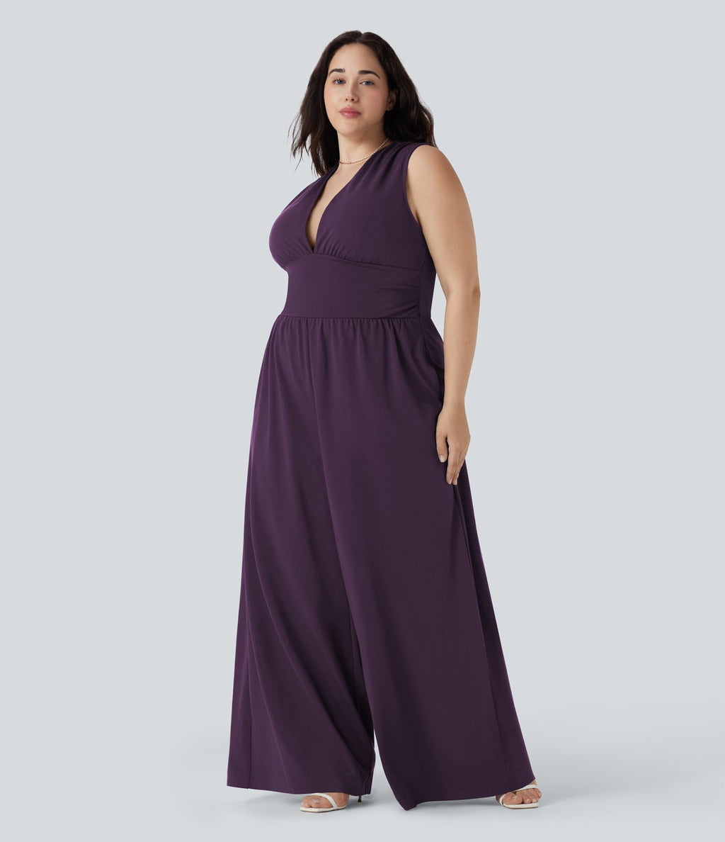 Combinaison grande taille col V sans manches avec poches - Édition Easy Peasy