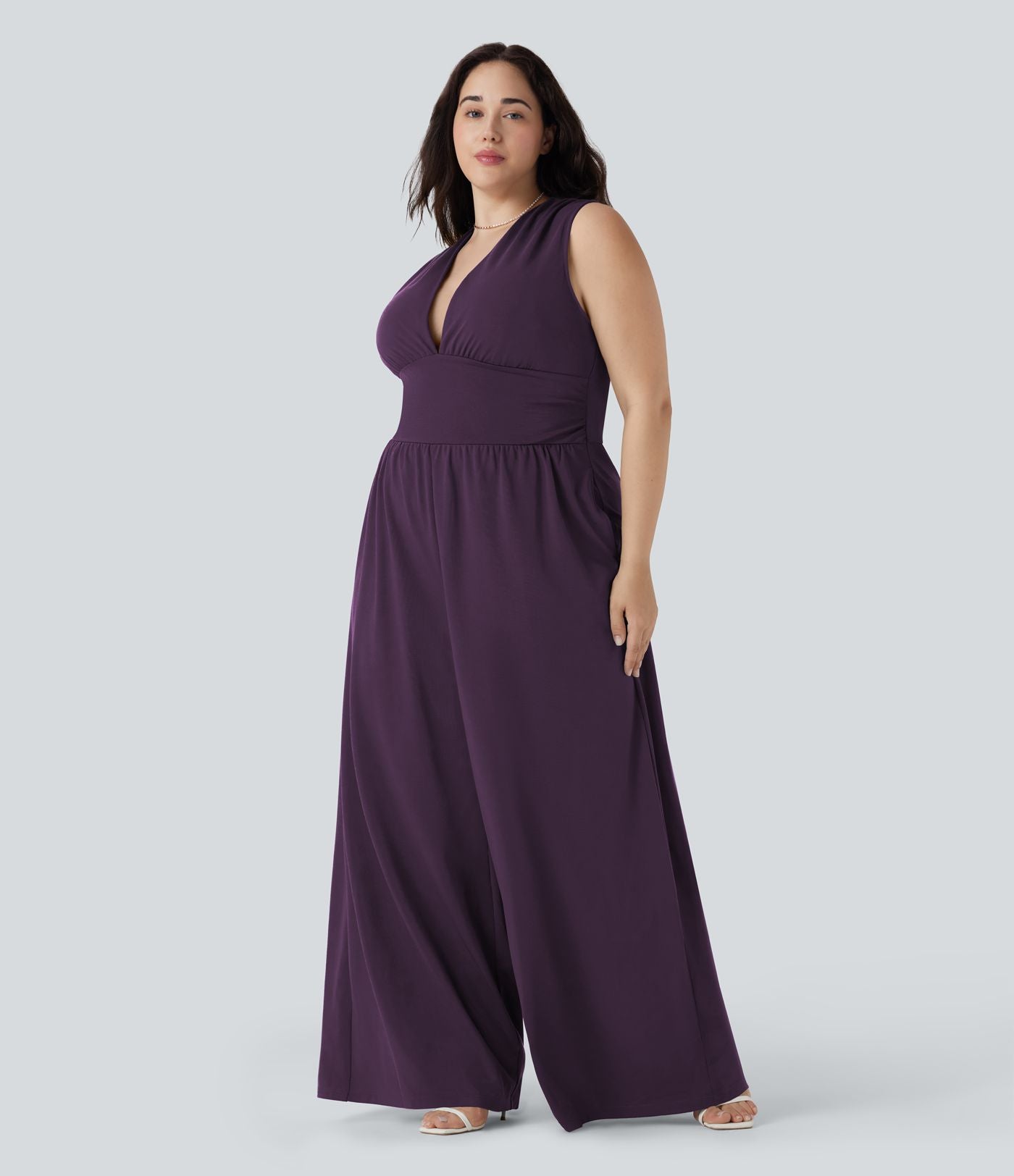 Combinaison grande taille col V sans manches avec poches - Édition Easy Peasy