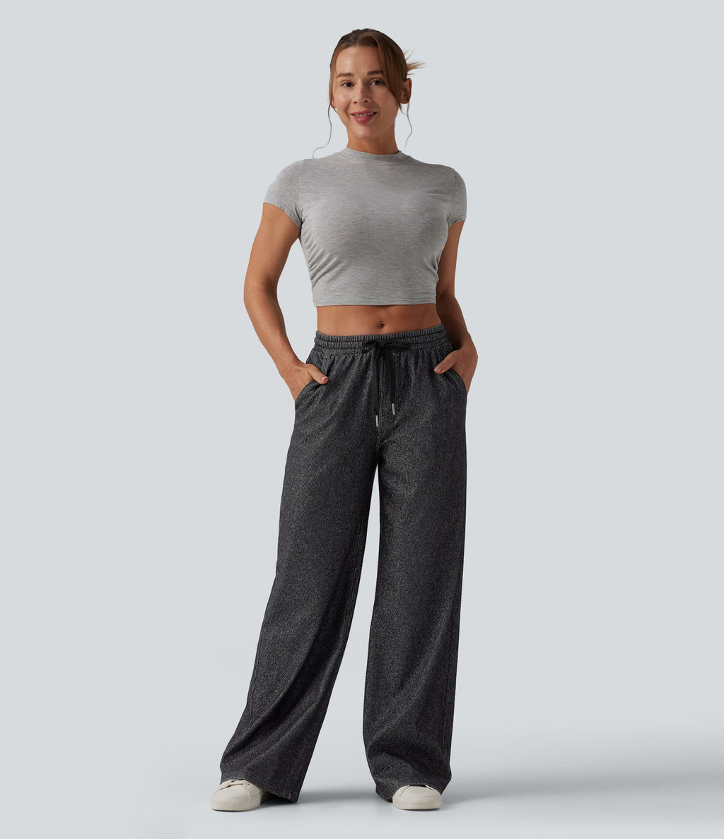 Jogging taille basse Halara Flex™ jambes larges, effet sparkle, avec poches
