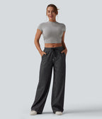 Jogging taille basse Halara Flex™ jambes larges, effet sparkle, avec poches