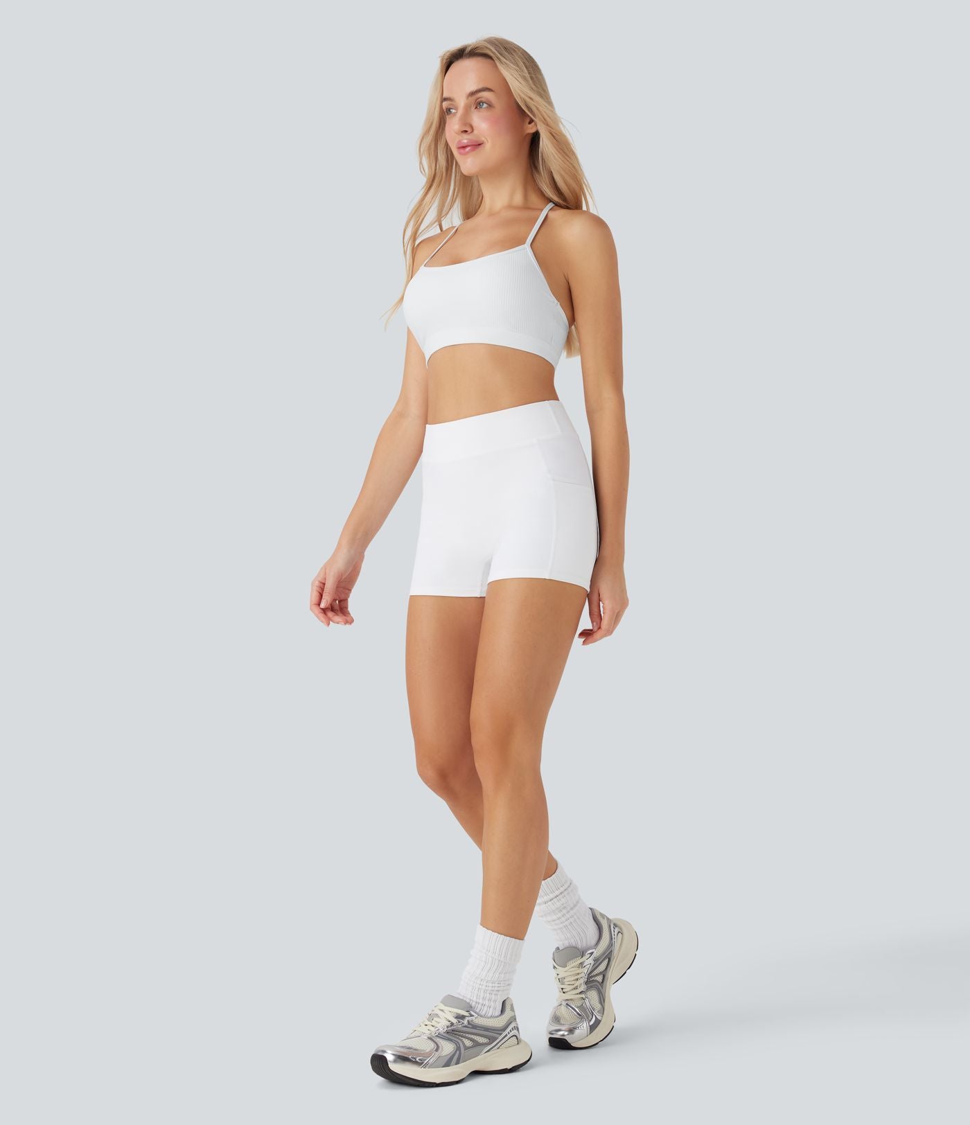 Brassière de sport yoga maille côtelée soutien léger à découpes bonnets A-D