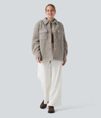 Veste sherpa à col à manches longues avec poches