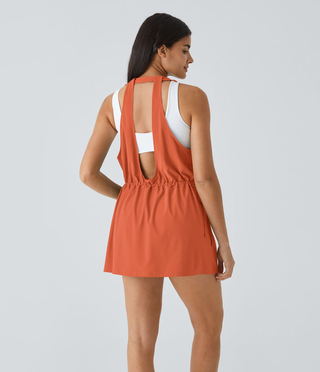 Breezeful™ Robe Sport Randonnée Mini Séchage Rapide 2 Pièces Dos Nu Poches Multiples Cordon de Serrage
